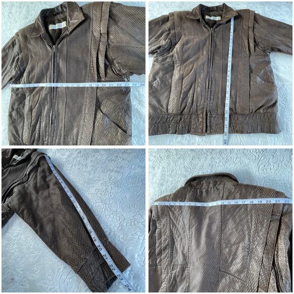🔥Vintage Andrew Marc 100% Leather Snake Skin Pattern jacket Vest Bomber Grunge - Picture 14 of 16
